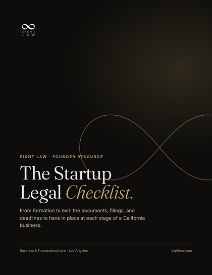 Cover of the Eight Law Startup Legal Checklist